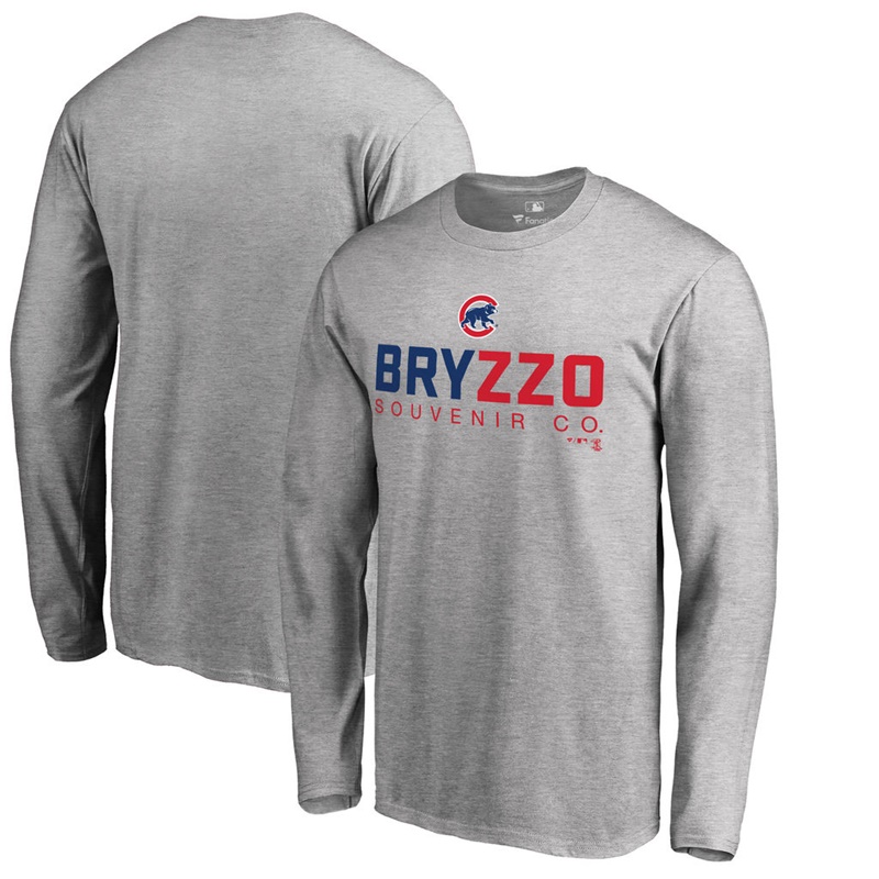 Men Chicago Cubs Bryzzo Souvenir Long Sleeve Heather Gray T-Shirt